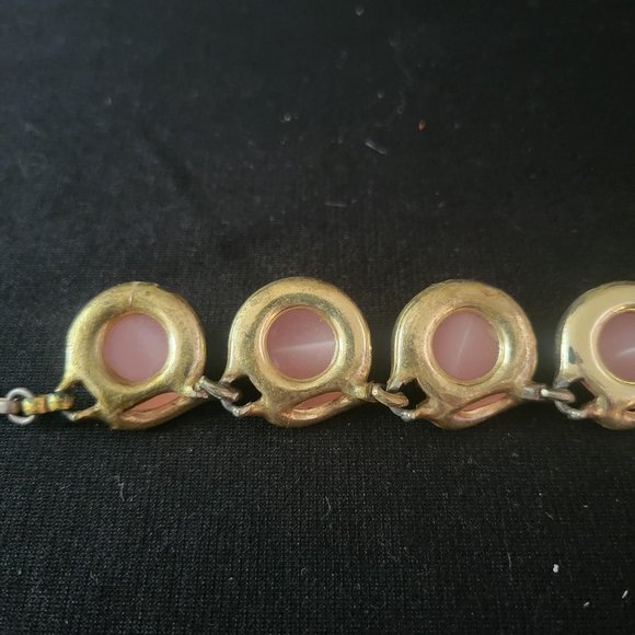 Vintage CORO Pink MOONGLOW Choker Necklace 16" Gold Tone Read - Picture 6 of 6